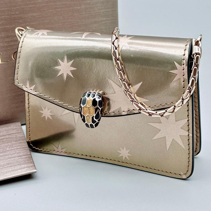 Bvlgari Serpenti Forever Micro Bag Metallic Leather Antique Bronze Gold