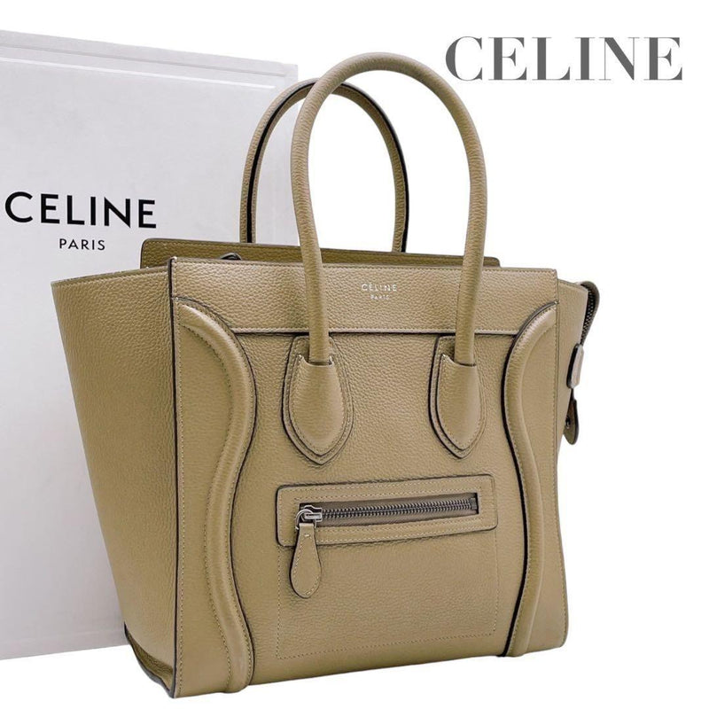 Celine Luggage Micro Shopper Handbag Tote Bag Sand Beige