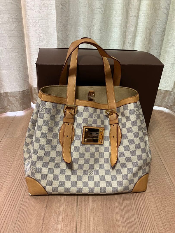 Louis Vuitton Hampstead Azur Pm Tote Bag White Canvas