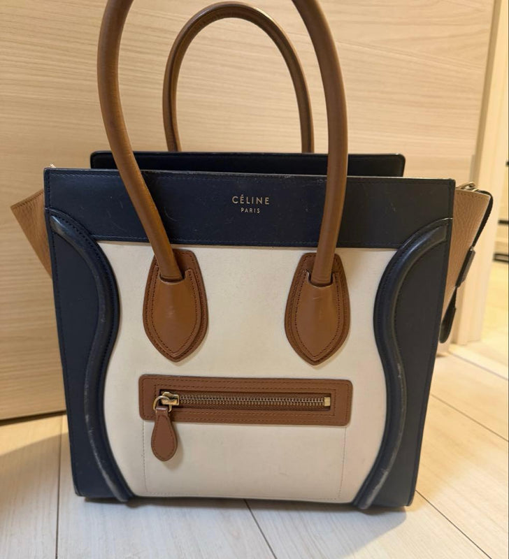 Celine Luggage Micro Shopper Handbag Black Leather