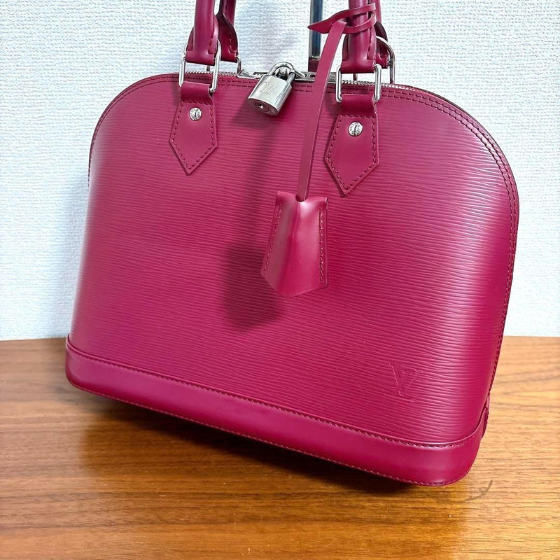 Louis Vuitton Alma Pm Handbag Epi Leather Purple Padlock Key