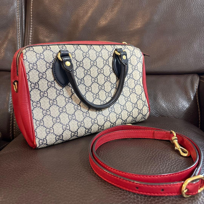 Gucci Gg Pattern Handbag Tote Canvas Leather Beige Red Black Shoulder Bag
