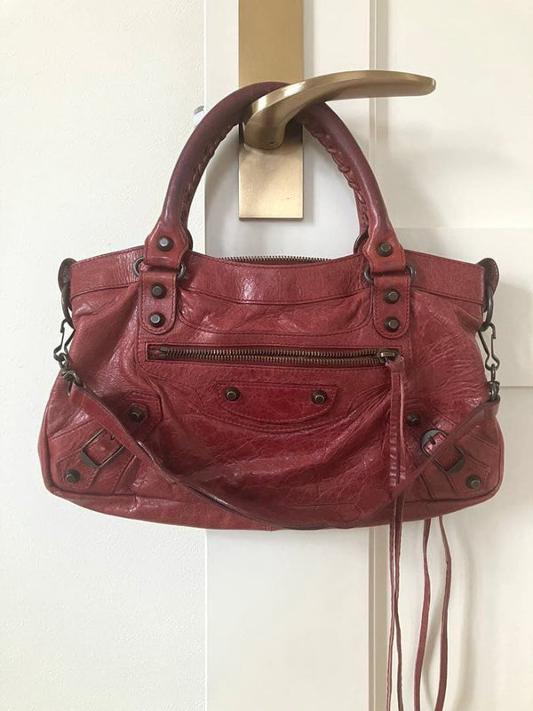 Balenciaga The First Handbag Shoulder Bag Red Leather