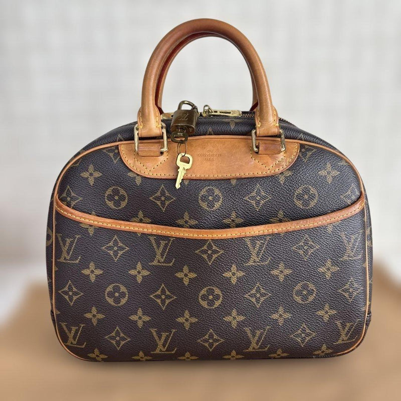 Louis Vuitton Monogram Trouville Handbag Leather Canvas Brown