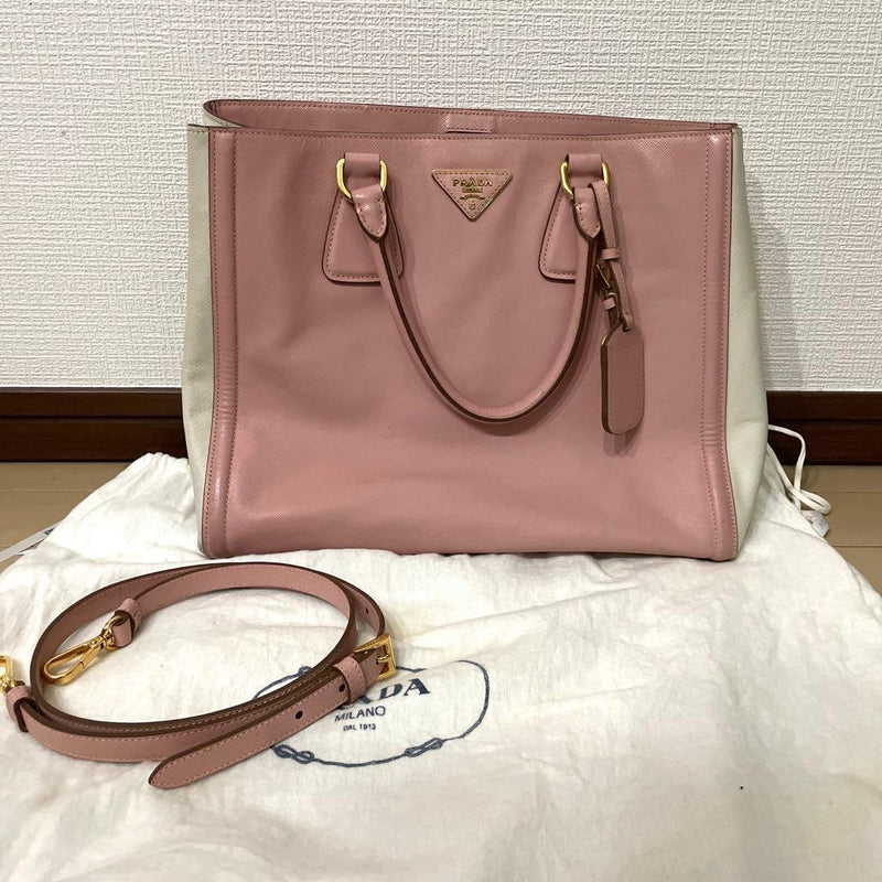 Prada BN2438 2way Handbag Shoulder Bag Saffiano Leather Orchidea+tal