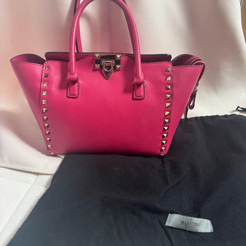 Valentino Rockstud 2-Way Handbag Shoulder Bag Pink Leather Stud Design