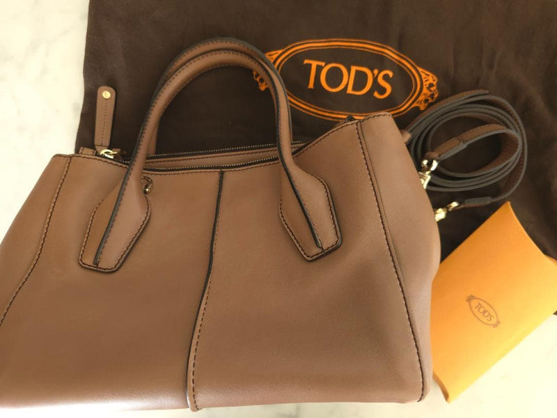 Tods Handbag Shoulder Bag 2-Way Taupe Leather