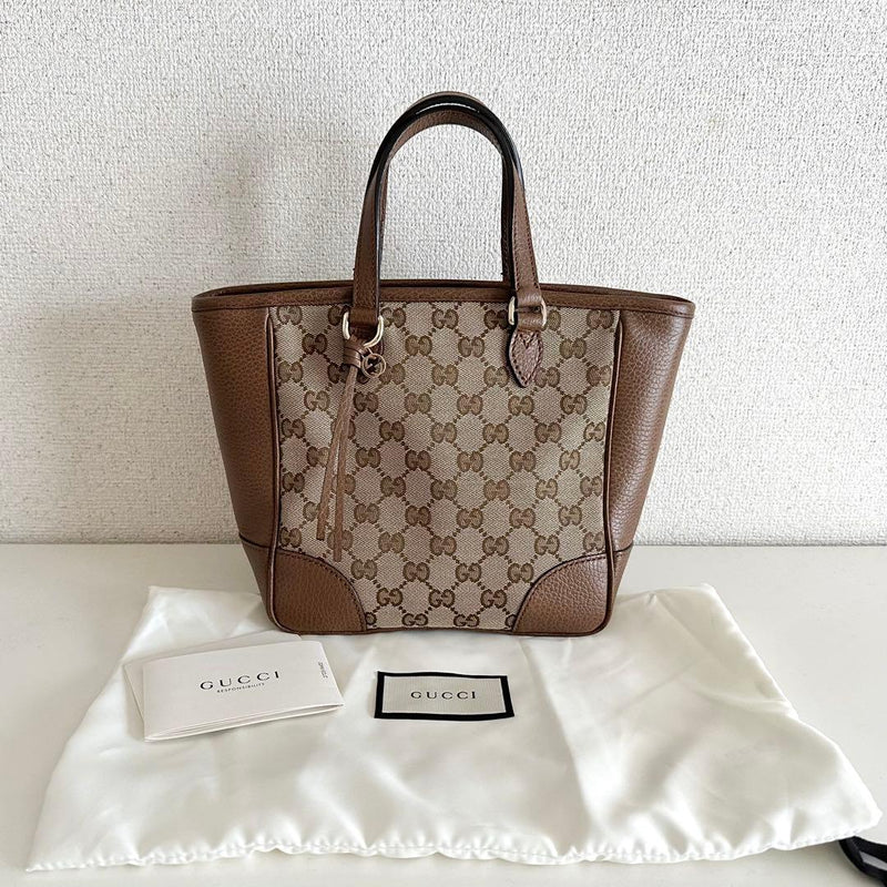 Gucci Gg Pattern Handbag Shoulder Bag Leather Brown