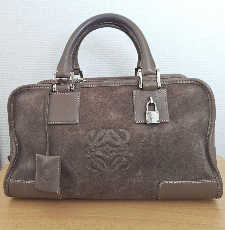 Amazona Handbag Suede Leather Brown Tote Bag