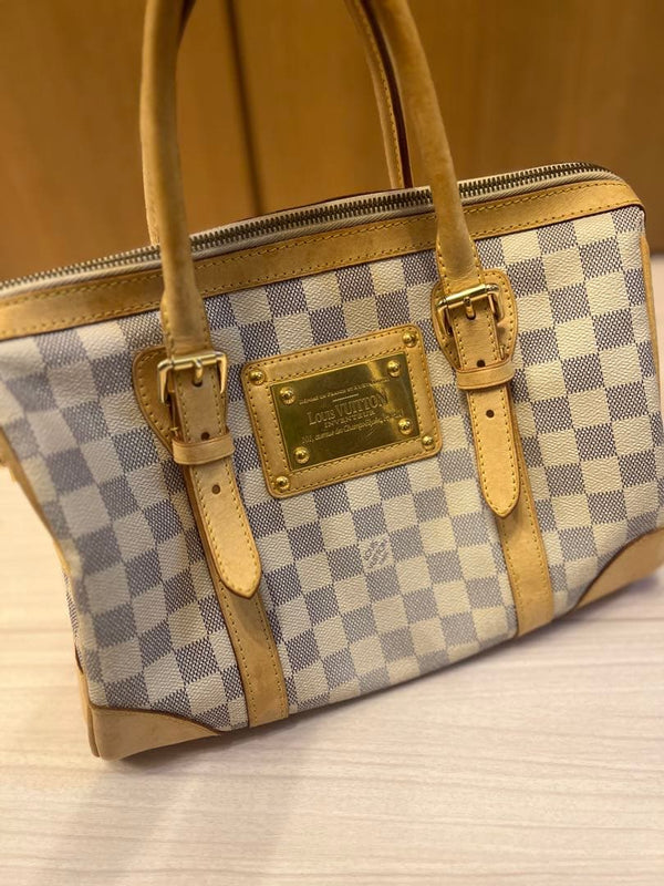 Louis Vuitton Damier Azur Berkeley Handbag Canvas Brown Handle