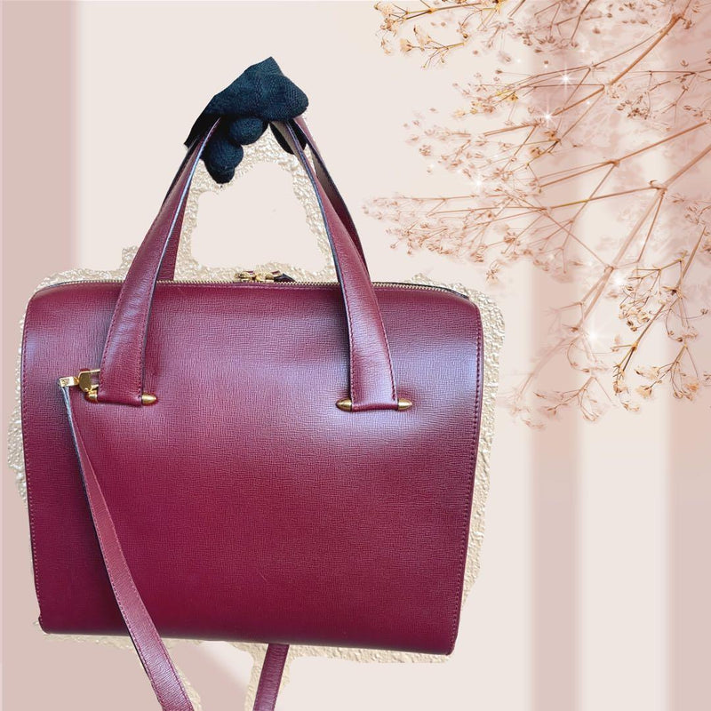 Cartier Handbag Shoulder Bag Tote Leather Bordeaux
