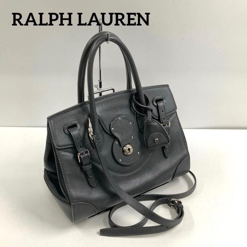Ralph Lauren Ricky Soft Handbag Tote Shoulder Bag Leather Black