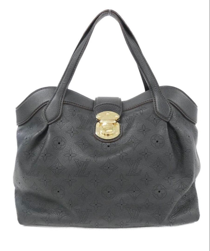 Louis Vuitton Mahina Seeles Handbag Calfskin Black Gold Hardware