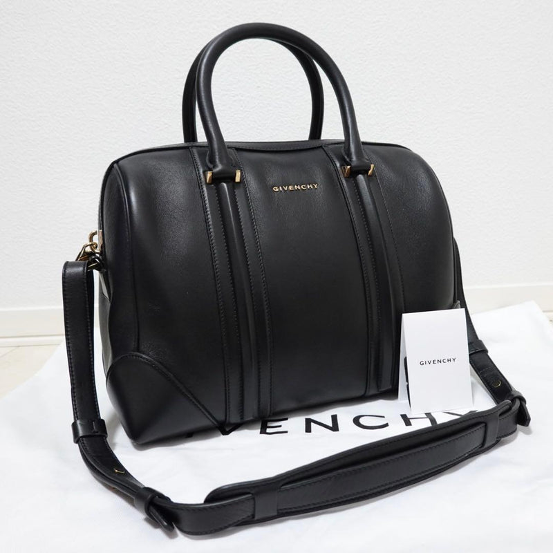 Givenchy Lucrezia Medium Handbag Tote Shoulder Bag Black Leather