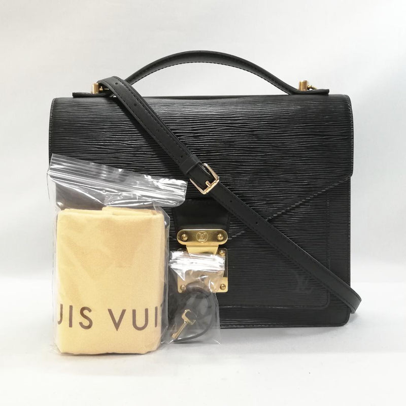 Louis Vuitton Epi Monceau Handbag Black Leather Gold Hardware 2-Way