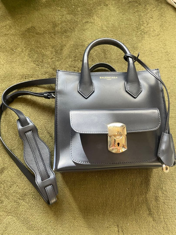 Balenciaga Padlock Mini All Afternoon Handbag Leather Black Gold Hardware