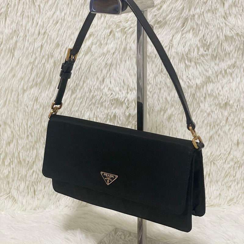 Prada Nylon Mini Handbag Black Gold Hardware