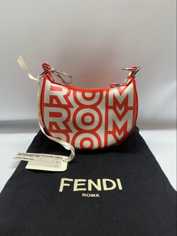 Fendi Marc Jacobs Nano Baguette Pouch Leather Red White Logo Design