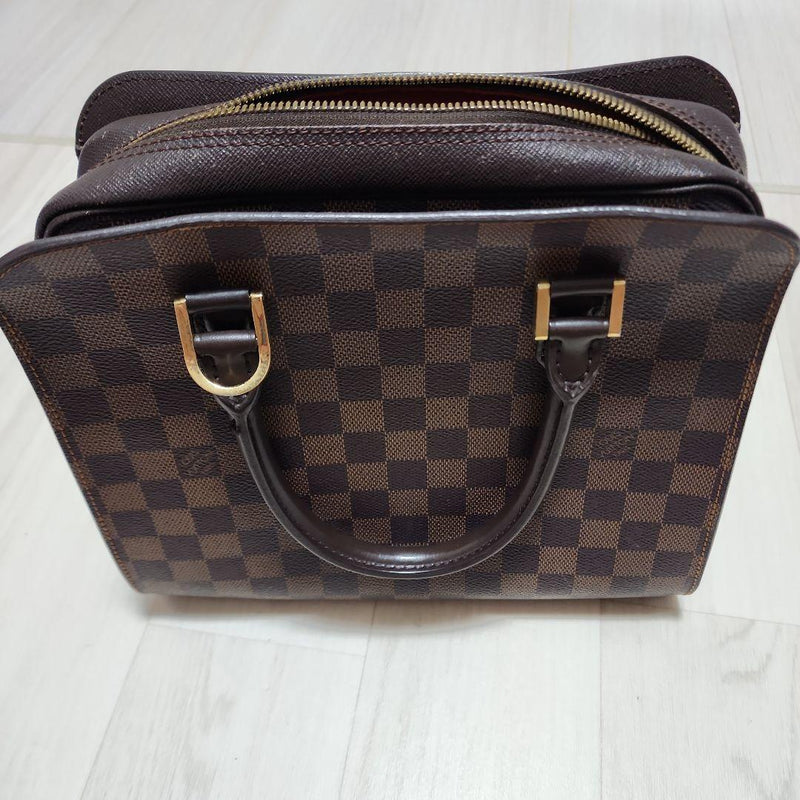 Louis Vuitton Damier Triana VI0011 Handbag Brown Leather Gold Hardware