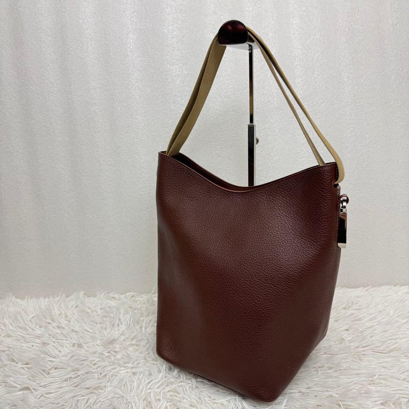 Delvaux Bucket Handbag Shoulder Bag Leather Brown