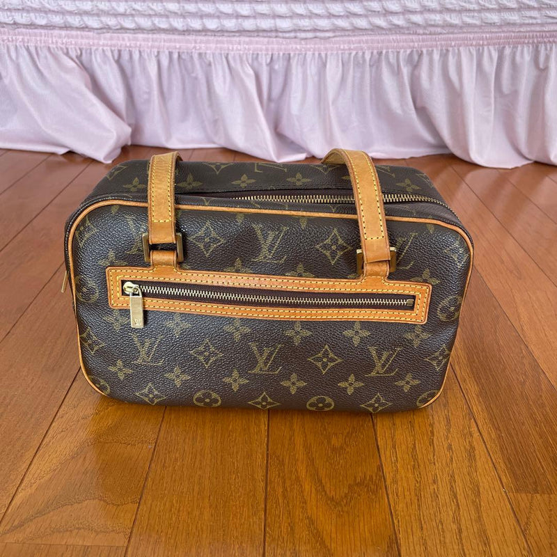 Louis Vuitton Cite Handbag Monogram Canvas Dark Brown Shoulder Bag