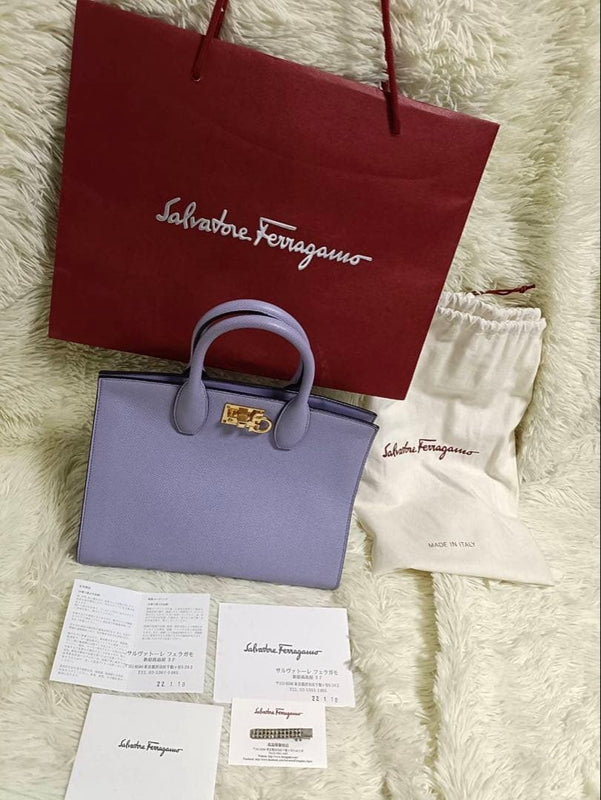 Salvatore Ferragamo Studio Bag Leather Shoulder Bag Lavender