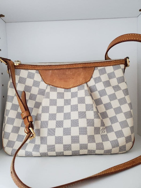 Louis Vuitton Damier Azur Canvas Shoulder Bag Crossbody White