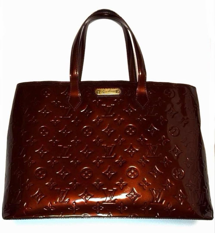 Louis Vuitton Wilshire Mm Shoulder Bag Monogram Vernis Rouge Fauviste Bordeaux