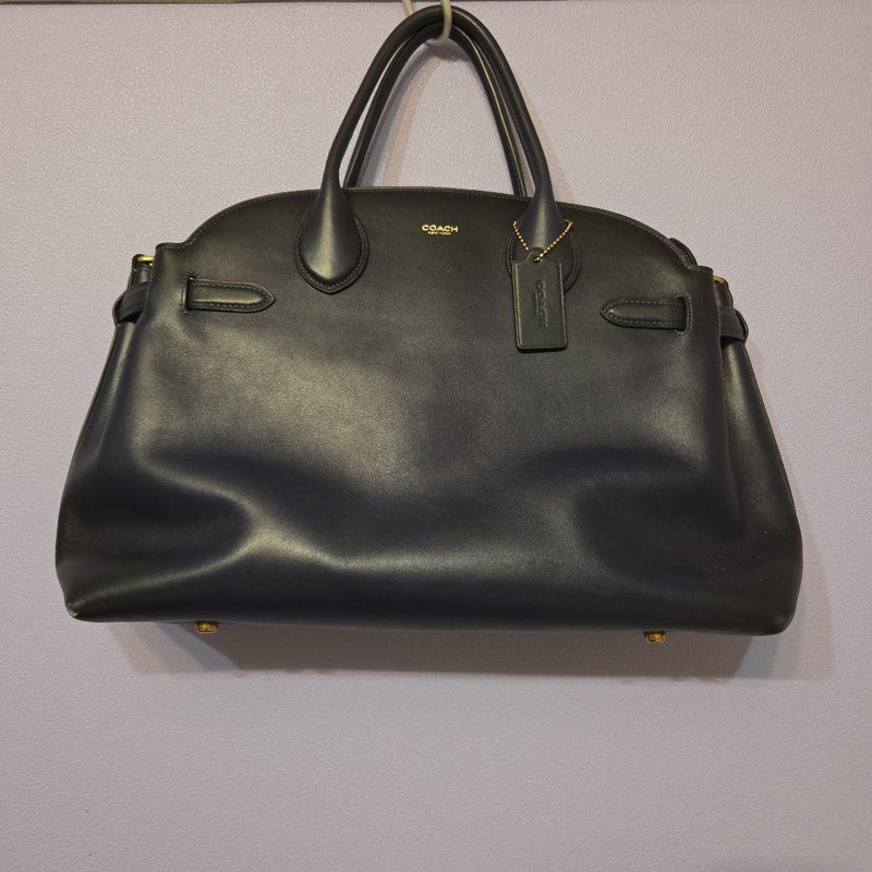 Coach Soft Empire Carryall 40 Handbag Shoulder Tote Leather Navy