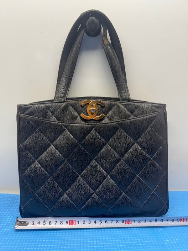 Chanel Matelasse Handbag Leather Black