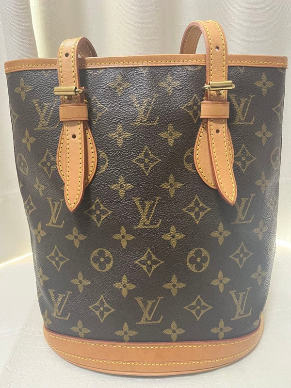 Louis Vuitton Bucket Pm M42238 Handbag Monogram Canvas Leather Brown