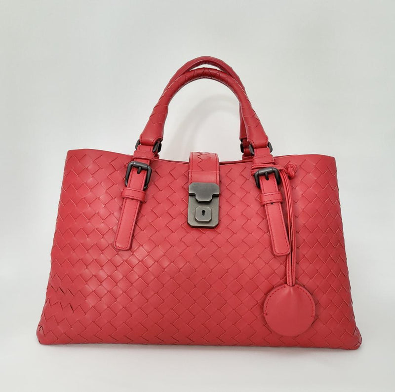Bottega Veneta Intrecciato Roma Small Handbag China Red Leather