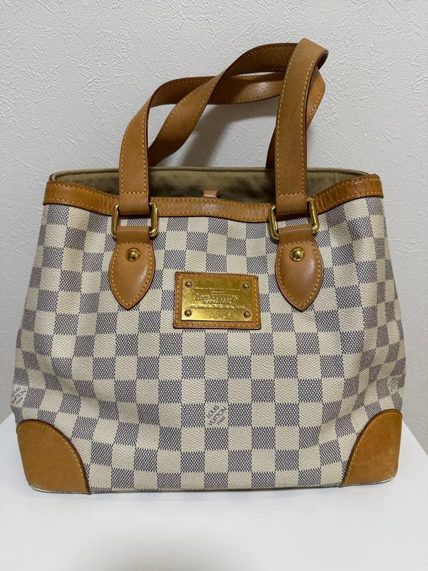 Louis Vuitton Hampstead Pm Damier Azur Shoulder Bag Handbag Canvas Gold Hardware