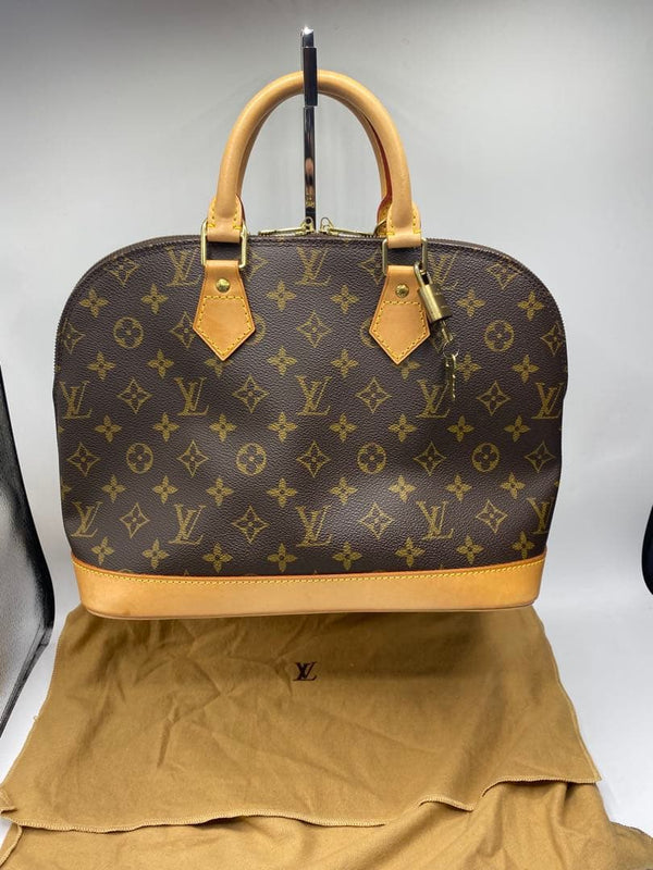Louis Vuitton Monogram Alma Handbag Brown Vachetta Leather Padlock Keys