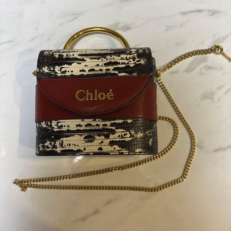 Chloe Aby Lock Handbag Crossbody Shoulder Bag Leather Metal Hardware
