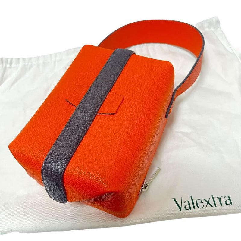Valextra Trick Track Vanity Handbag Orange Leather