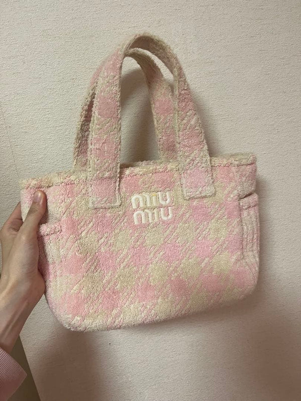 Miu Miu Towel Quilting Bag Pink Beige