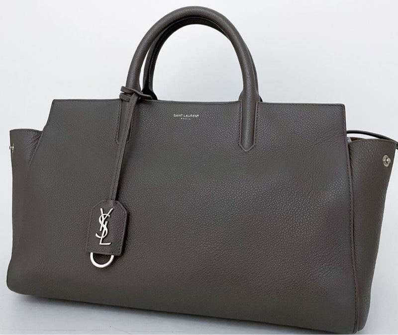 Saint Laurent Rive Gauche Tote Bag Leather Dark Gray Etoupe