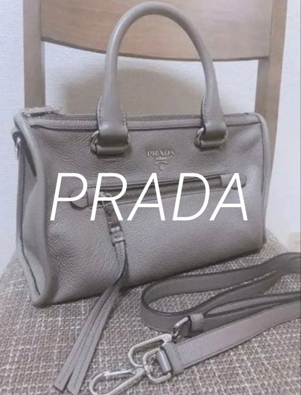 Prada 2 Way Handbag Shoulder Bag Gray