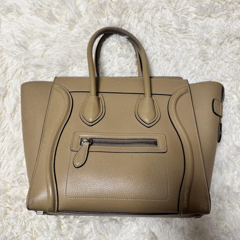 Celine Luggage Micro Handbag Tote Dune Beige Leather