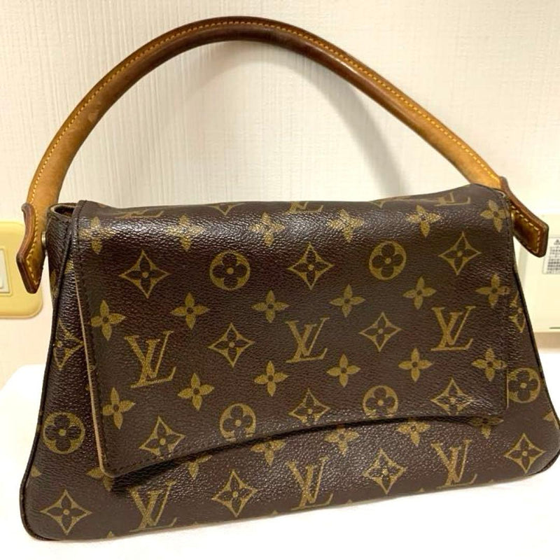 Louis Vuitton Monogram Looping Handbag Coated Canvas Suede Leather