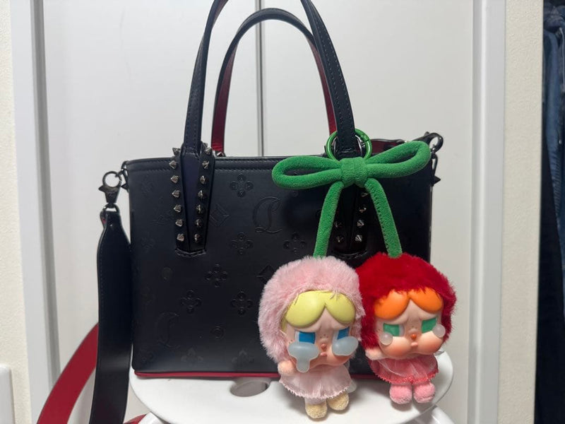 Christian Louboutin Cabata 2WAY Tote Bag Studded Leather Black Red Lining
