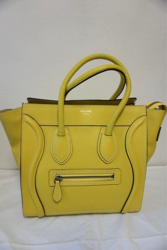 Celine Luggage Micro Shopper 167793LUG 11CT Tote Bag Leather Yellow