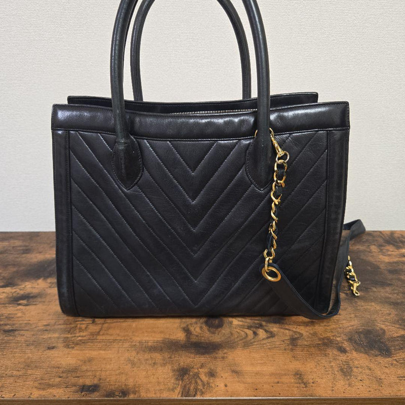 Chanel 2way Bag Shoulder Crossbody Handbag Leather Black