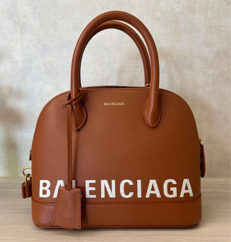 Balenciaga Ville M Top Handle Bag Calfskin Brown Shoulder Crossbody