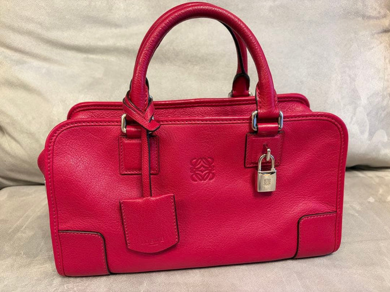 Loewe Amazona 28 Handbag Leather Red Silver Hardware
