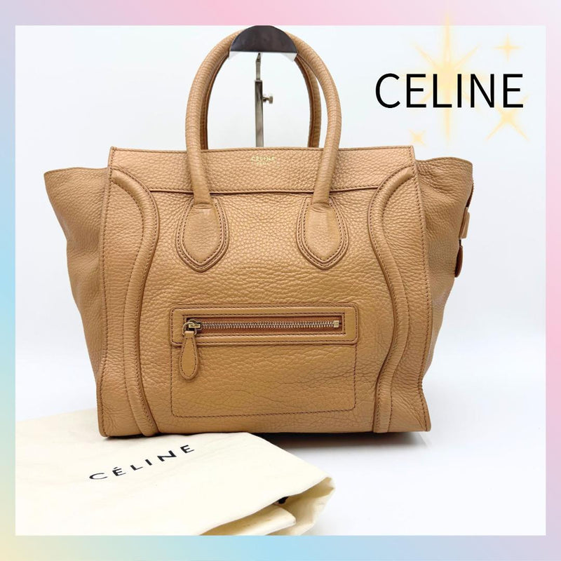 Celine Luggage Mini Shopper Handbag Leather Camel
