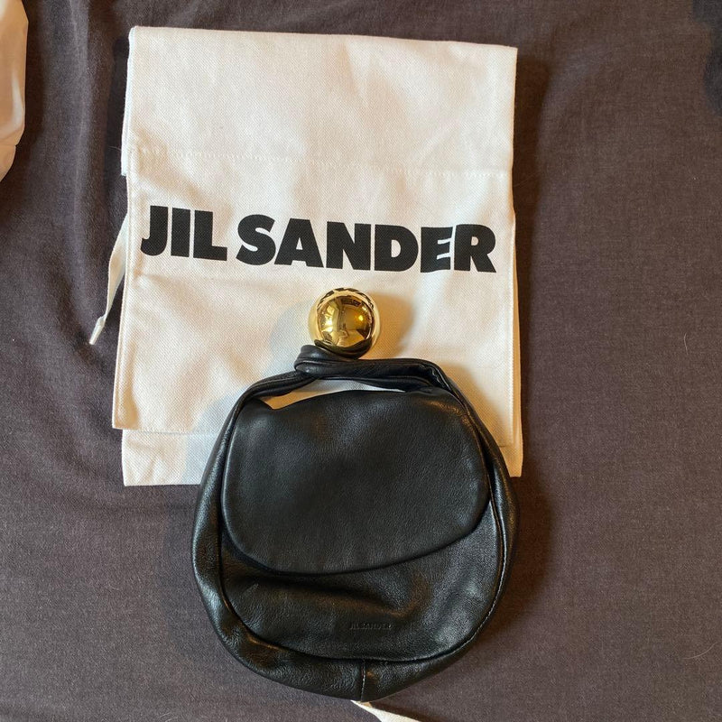 Jil Sander Handbag Shoulder Bag Black Gold Handles