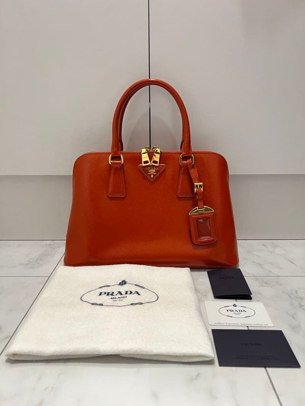 Prada Promenade BL0837 Handbag Saffiano Vernic Arancio
