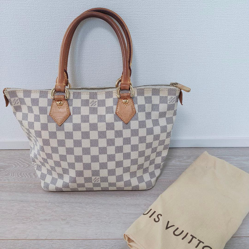 Louis Vuitton Damier Azur Saleya Pm Tote Bag White
